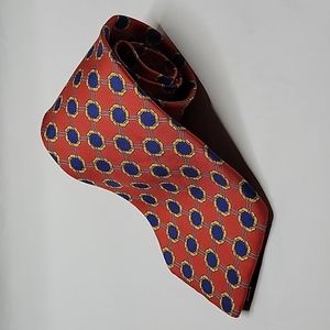 SULKA Red Blue Yellow Print Silk Neck Tie